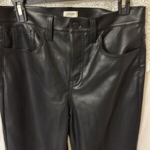 J. Crew High-Rise Pant Black Faux Leather Sz 29 Front/Back Pockets Belt Loop New